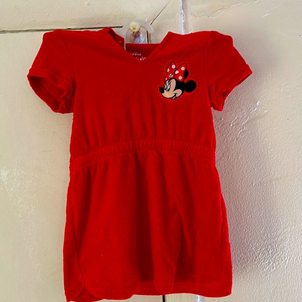 Disney Junior Minnie Mouse Toddler dress. Size 18 M. Terry Towel material